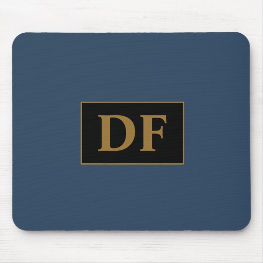 Benutzerdefiniertes Blau mit Gold-Initial-Maus-Pad Mousepad (Vorne)