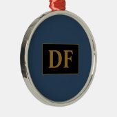 Benutzerdefiniertes Blau mit Gold-Initialen Ornament Aus Metall (Rechts)