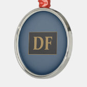 Benutzerdefiniertes Blau mit Gold-Initialen Ornament Aus Metall (Links)