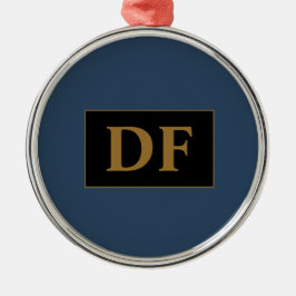 Benutzerdefiniertes Blau mit Gold-Initialen Ornament Aus Metall