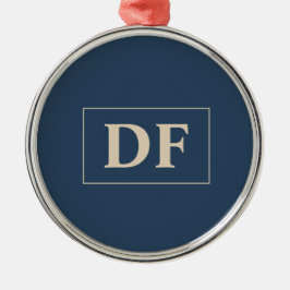 Benutzerdefiniertes Blau mit Vanilla-Initialen Ornament Aus Metall