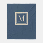 Benutzerdefiniertes Blau & Vanille-Rahmen-Monogram Fleecedecke (Vorderseite)
