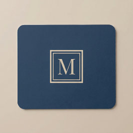 Benutzerdefiniertes Blau & Vanille-Rahmen-Monogram Mousepad