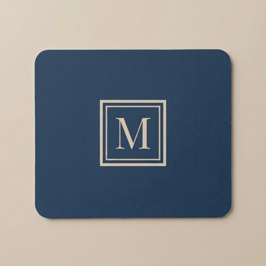 Benutzerdefiniertes Blau & Vanille-Rahmen-Monogram Mousepad