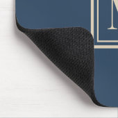 Benutzerdefiniertes Blau & Vanille-Rahmen-Monogram Mousepad (Ecke)