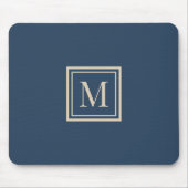 Benutzerdefiniertes Blau & Vanille-Rahmen-Monogram Mousepad (Vorne)