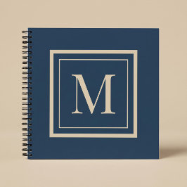 Benutzerdefiniertes Blau & Vanille-Rahmen-Monogram Notizblock