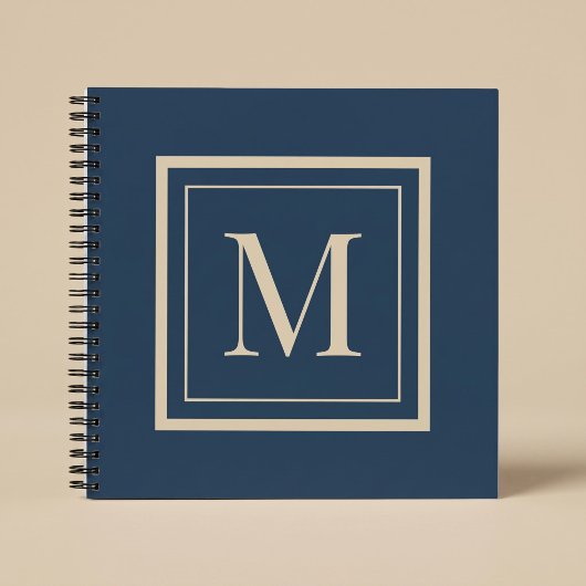 Benutzerdefiniertes Blau & Vanille-Rahmen-Monogram Notizblock