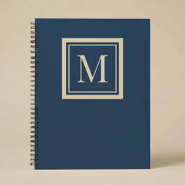 Benutzerdefiniertes Blau & Vanille-Rahmen-Monogram Notizblock