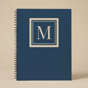 Benutzerdefiniertes Blau & Vanille-Rahmen-Monogram Notizblock