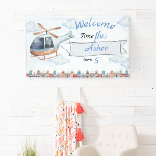 Benutzerdefiniertes Blau-Wasserfarbe-Hubschrauber- Banner