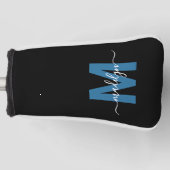 Benutzerdefiniertes blaues Monogramm Golf Headcover (Vorderseite)