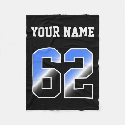 Benutzerdefiniertes Blaues Nummer 62 Personalisier Fleecedecke (Vorderseite)