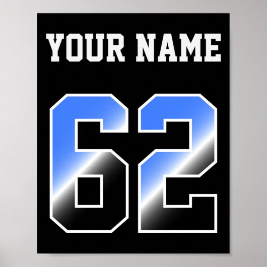 Benutzerdefiniertes Blaues Nummer 62 Personalisier Poster (Vorne)