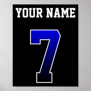 Benutzerdefiniertes Blaues Nummer 7 Personalisiert Poster
