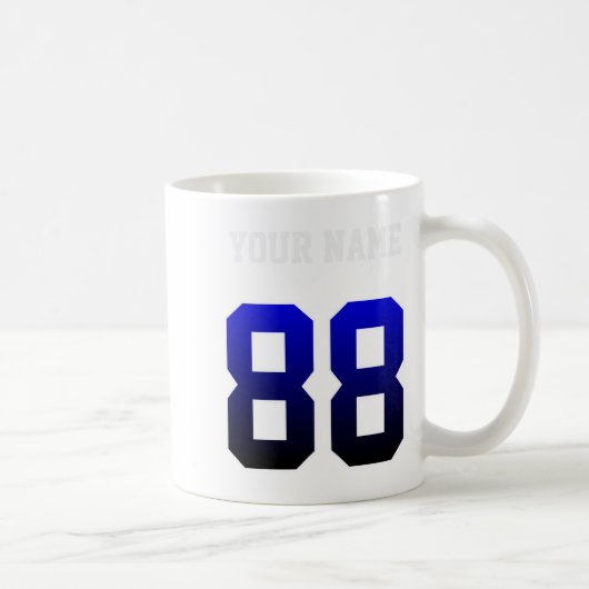 Benutzerdefiniertes Blaues Nummer 88 Personalisier Kaffeetasse (Rechts)