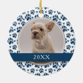 Benutzerdefiniertes blaues Pfosten Print 2 Foto Keramik Ornament (Hinten)