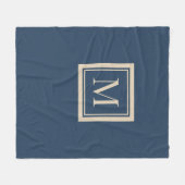 Benutzerdefiniertes blaues und Vanille-Monogramm m Fleecedecke (Vorderseite (Horizontal))