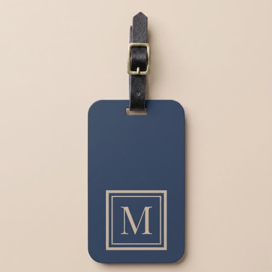 Benutzerdefiniertes blaues und Vanille-Monogramm m Gepäckanhänger
