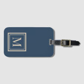Benutzerdefiniertes blaues und Vanille-Monogramm m Gepäckanhänger (Vorderseite (Horizontal))