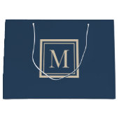 Benutzerdefiniertes blaues und Vanille-Monogramm m Große Geschenktüte (Vorderseite)