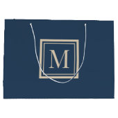 Benutzerdefiniertes blaues und Vanille-Monogramm m Große Geschenktüte (Rückseite)