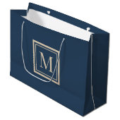 Benutzerdefiniertes blaues und Vanille-Monogramm m Große Geschenktüte (Vorderseite Schrägansicht)