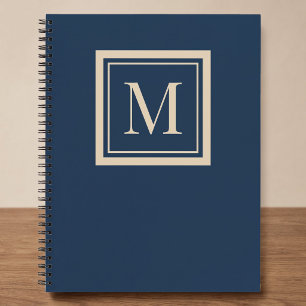 Benutzerdefiniertes blaues und Vanille-Monogramm m Notizblock