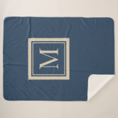 Benutzerdefiniertes blaues und Vanille-Monogramm m Sherpadecke (Vorderseite (Horizontal))