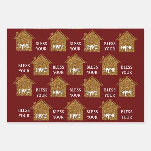 Benutzerdefiniertes BLESS IHRES ZUHAUSE-Real-Anwes Geschenkpapier Set (Vorderseite 2)