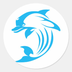 Benutzerdefiniertes Blue-Delphin-Logo Runder Aufkleber