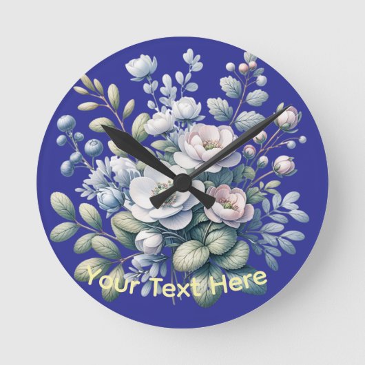 Benutzerdefiniertes Blumendesign  Runde Wanduhr (Vorderseite)
