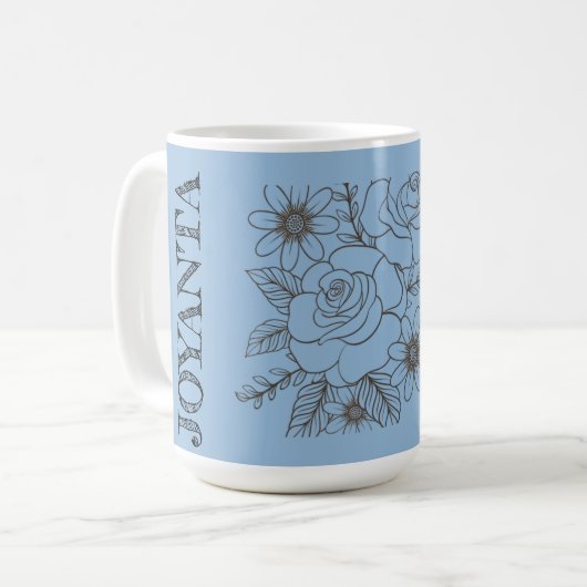 Benutzerdefiniertes Blumendesign weiße Joyanta Kaffeetasse (Vorderseite Links)