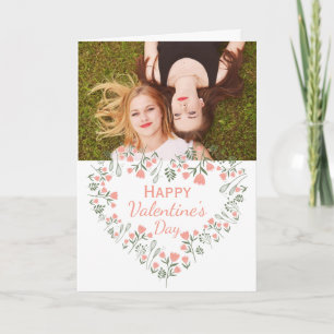 Benutzerdefiniertes Blumenherz Valentinstag mit Fo Karte