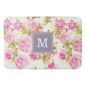 Benutzerdefiniertes Blumenmuster Alte Rose Monogra Badematte (Vorderseite)