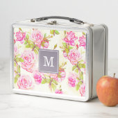 Benutzerdefiniertes Blumenmuster Alte Rose Monogra Metall Lunch Box (Beispiel)