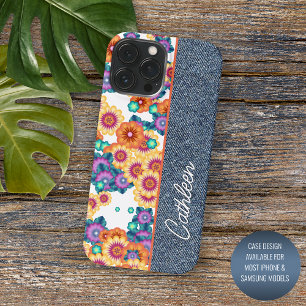 Benutzerdefiniertes Blumenmuster auf falscher blau Case-Mate iPhone Hülle