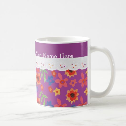 Benutzerdefiniertes Blumenmuster auf Magenta, Imit Kaffeetasse (Rechts)