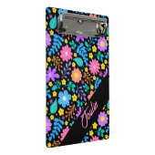 Benutzerdefiniertes Blumenmuster | Modern monogram Mini Klemmbrett (Schrägansicht)