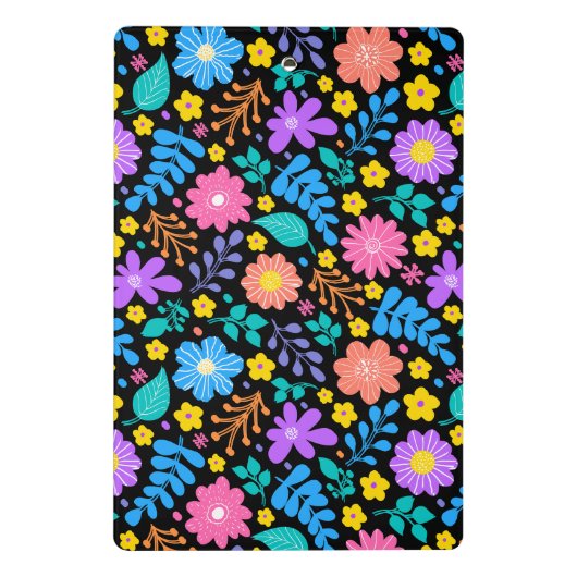 Benutzerdefiniertes Blumenmuster | Modern monogram Mini Klemmbrett (Rückseite)