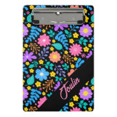 Benutzerdefiniertes Blumenmuster | Modern monogram Mini Klemmbrett (Vorderseite)