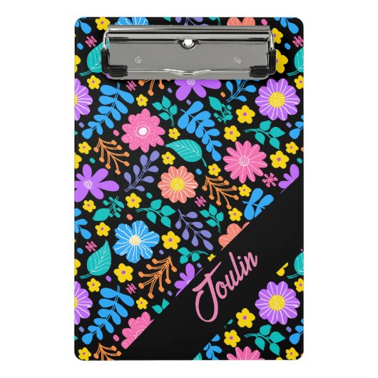Benutzerdefiniertes Blumenmuster | Modern monogram Mini Klemmbrett (Vorderseite)