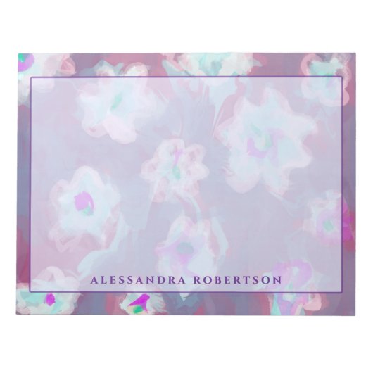 Benutzerdefiniertes Blumenmuster Wasserfarbe Lila  Notizblock (Vorderseite)
