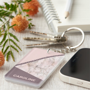 Benutzerdefiniertes Blush Mauve Pink Glitzer Strei Schlüsselanhänger