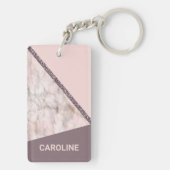 Benutzerdefiniertes Blush Mauve Pink Glitzer Strei Schlüsselanhänger (Rückseite)