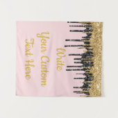 Benutzerdefiniertes Blush Pink Gold Glitzer Geburt Wandteppich (Vorderseite (Horizontal))