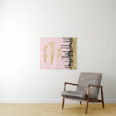 Benutzerdefiniertes Blush Pink Gold Glitzer Geburt Wandteppich (Beispiel (Horizontal))