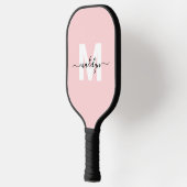 Benutzerdefiniertes Blütenrosa Modename Monogram Pickleball Schläger (Links)