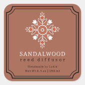 Benutzerdefiniertes Boho Sandelholz Reed Diffusor Quadratischer Aufkleber (Vorderseite)