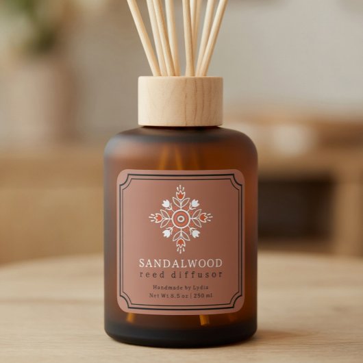 Benutzerdefiniertes Boho Sandelholz Reed Diffusor Quadratischer Aufkleber